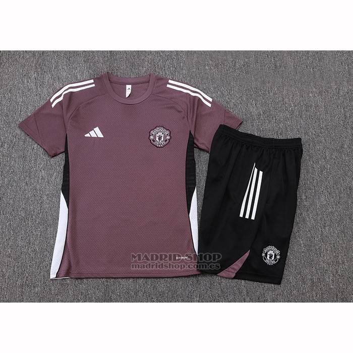 Chandal del Manchester United Manga Corta 2025-2026 Marron - Pantalon Corto